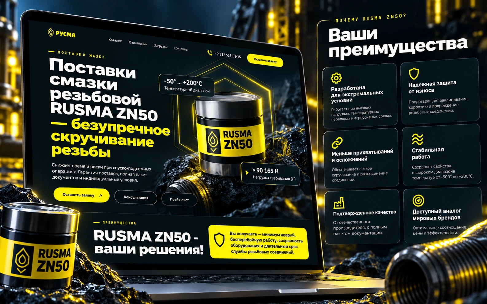 Продуктовые лендинги РУСМА для рекламного трафика Яндекс.Директ — экран 1